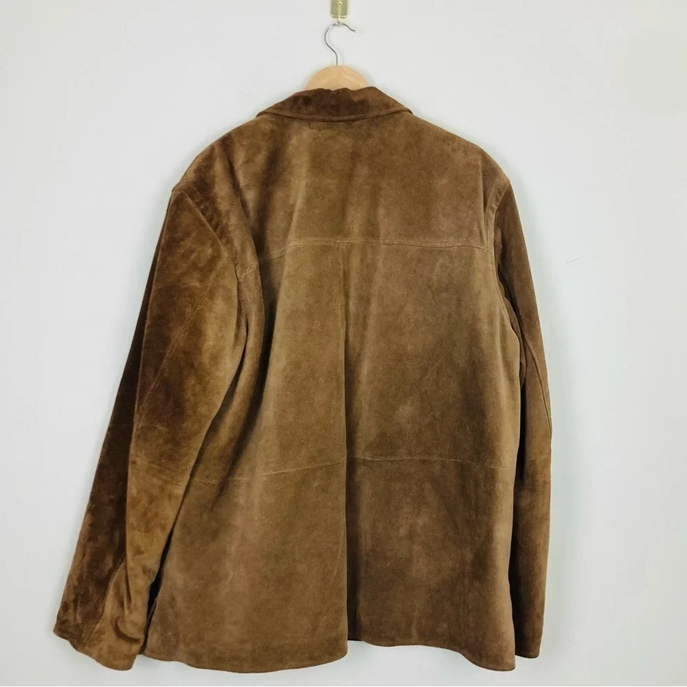 J. Crew vintage chore / car jacket. Rich brown suede with quilted lining. Size L